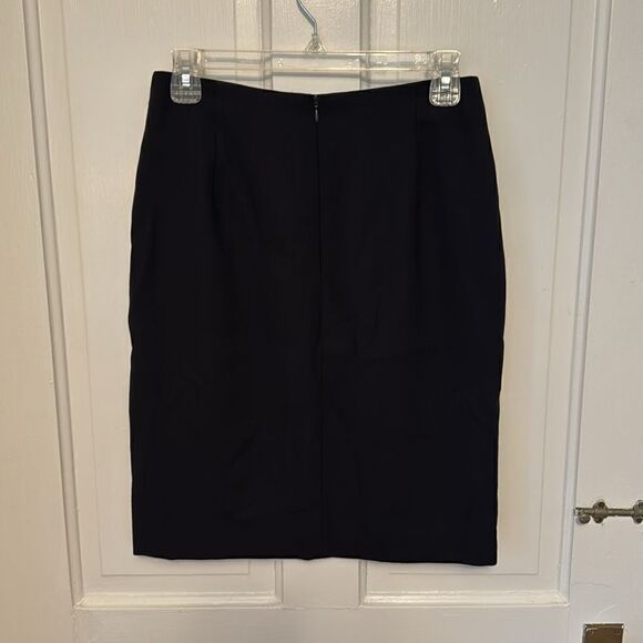 J. Crew black lined wool crepe suit skirt 21” long 13” waist zip back - Picture 3 of 15
